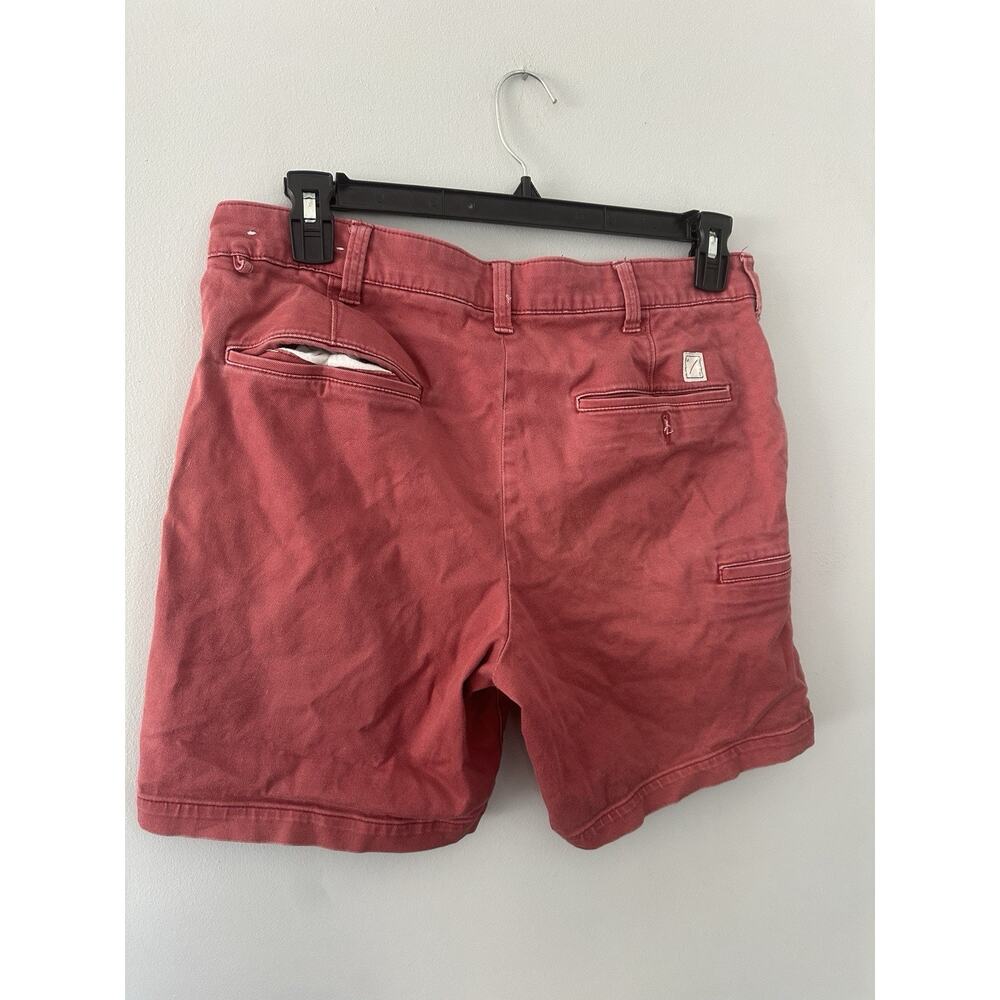 American Eagle Mens Red Flat Front Mid Rise Belt Loops Chino Shorts Size 33 - Picture 2 of 6